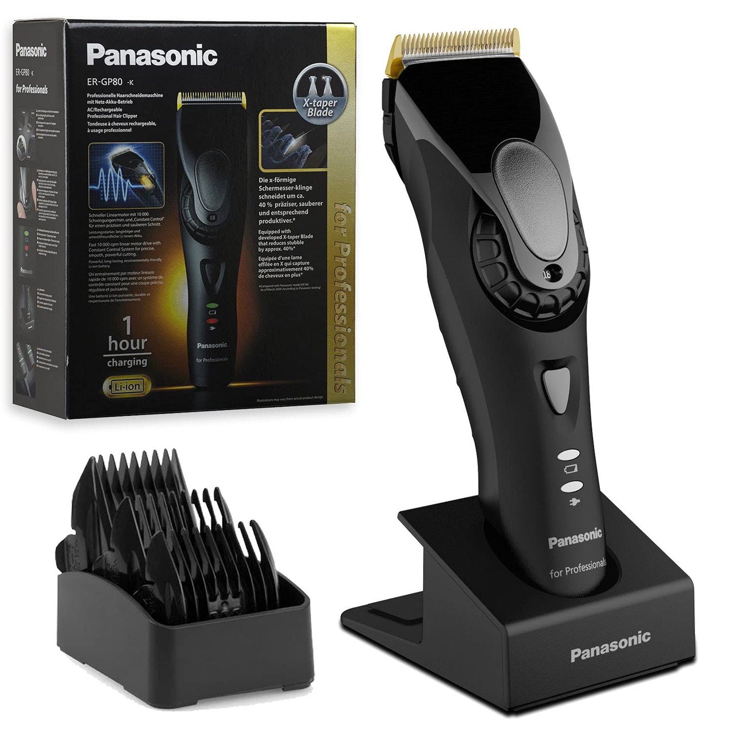 Panasonic Er Gp80 Professional Hair Clipper 3469 Combs Using Wiredwirelesscordless, Black, Ergp80