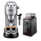 De'Longhi Dedica Pump Espresso Manual Coffee Machine with FREE Electric Coffee Grinder | Cappuccino, Latte, Milk Frother | Stainless Steel Grinding Blade With 12 Settings | EC685.M+KG79 (Metal)