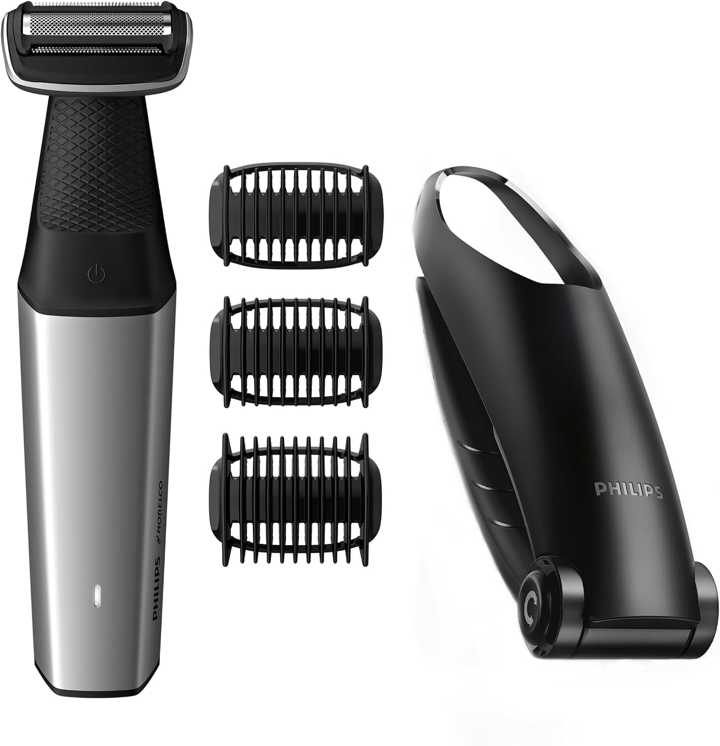 ماكينة تشذيب الجسم والعناية الشخصية فيليبس نوريلكو Bodygroom Series 5000 المقاومة للماء للجسم والعناية الشخصية للرجال مع ملحق الظهر، BG5025/40