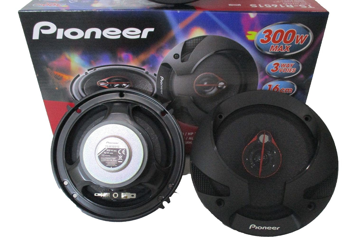 Pioneer 3-Way Round Car Speaker Set Model: Ts-R1651s 300 Watt 16cm, 4 Ohm Made in Vietnam Hp 3 Voice Diffuser 2725608076544
