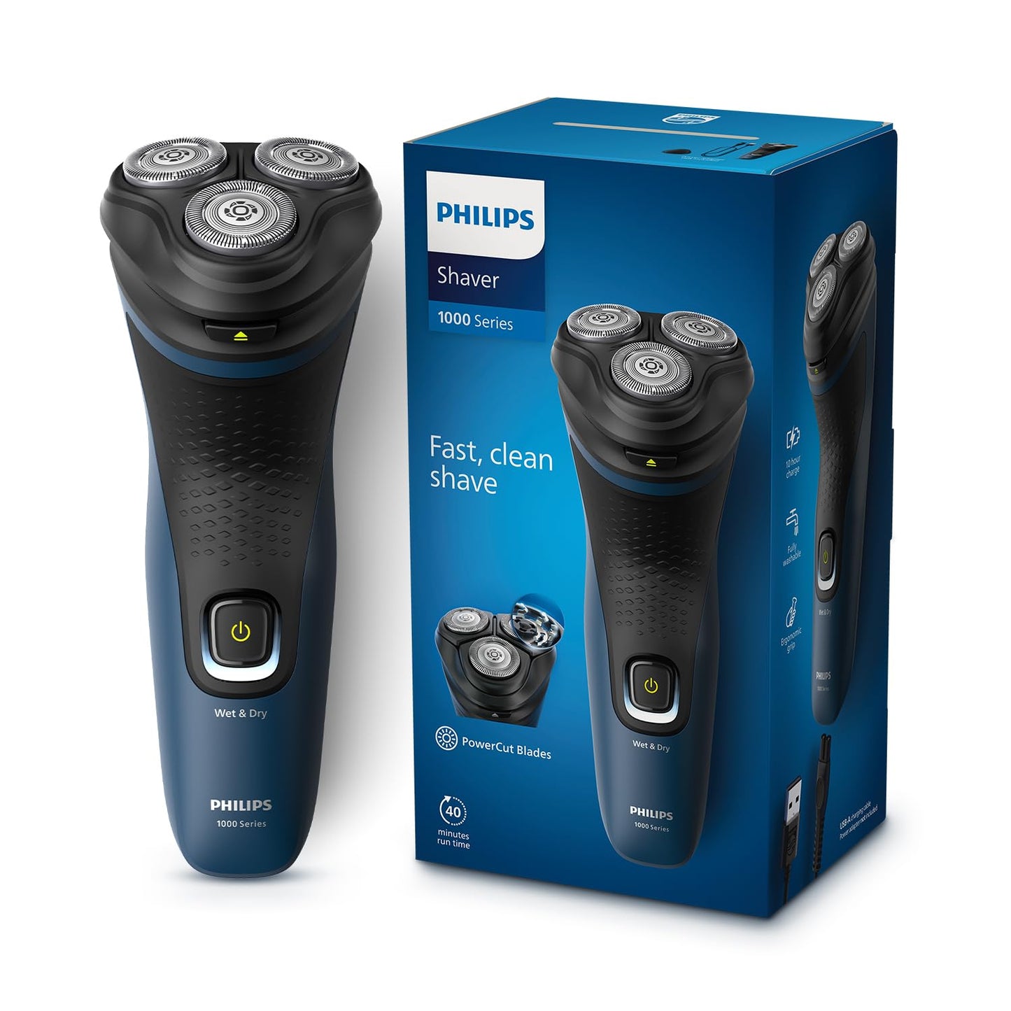 Philips Men's Electric Shaver, Wet and Dry Shaving, 3D Floating Heads, 27 Self-Sharpening Blades, Cordless, Waterproof S1151/03 (New Model)
