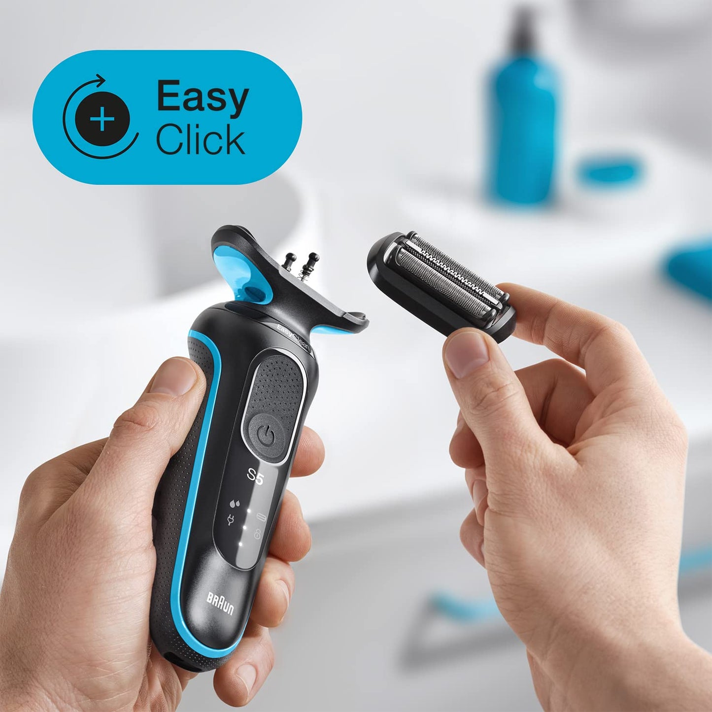 Braun Series 5 50-M1000s Wet & Dry Shaver, 3 Flexible Blades, Up to 50 min Shaving 1h Charge, 5 min Quick Charge, Mint