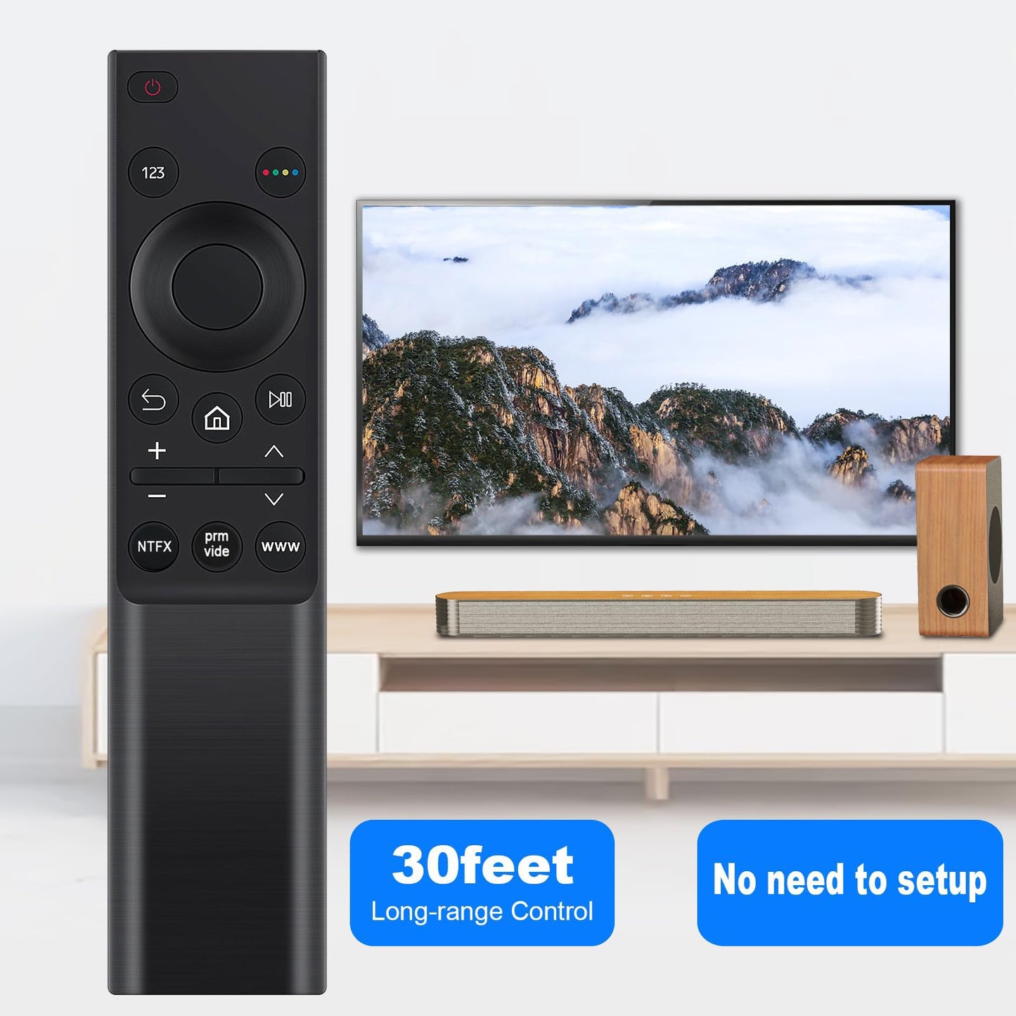 VINABTY BN59-01358D Replaced Remote Control fit for Samsung AU7000 UHD 4K Smart TV (2021) with Netflix Prime-Video Keys