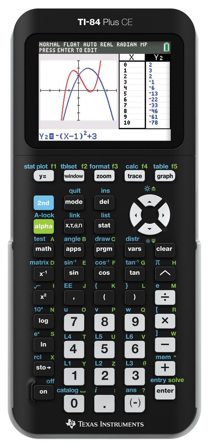 TEXAS INSTRUMENTS TI-84 Plus CE Graphing Calculator, Black (Frustration-Free Packaging), Pack of 1
