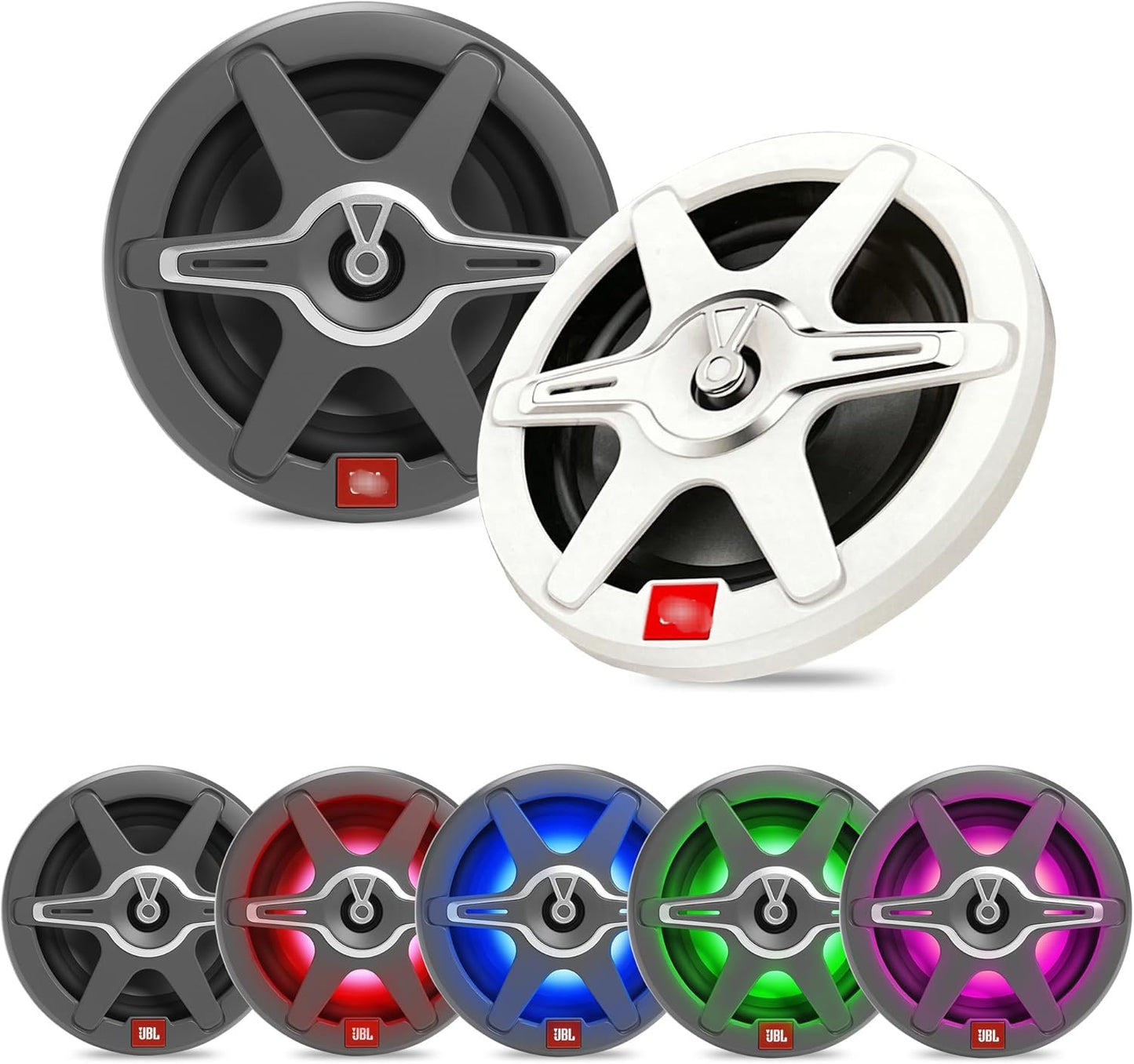 Club Marine Speaker 6 1/2 Inch 2-Way High Performance Outdoor Speaker Waterproof, 225 W Boat Boxes by H-arman K-ardon, IPx5 Outdoor Speaker, Weatherproof, 7 Colours LED Lighting, 2 Grill Colours