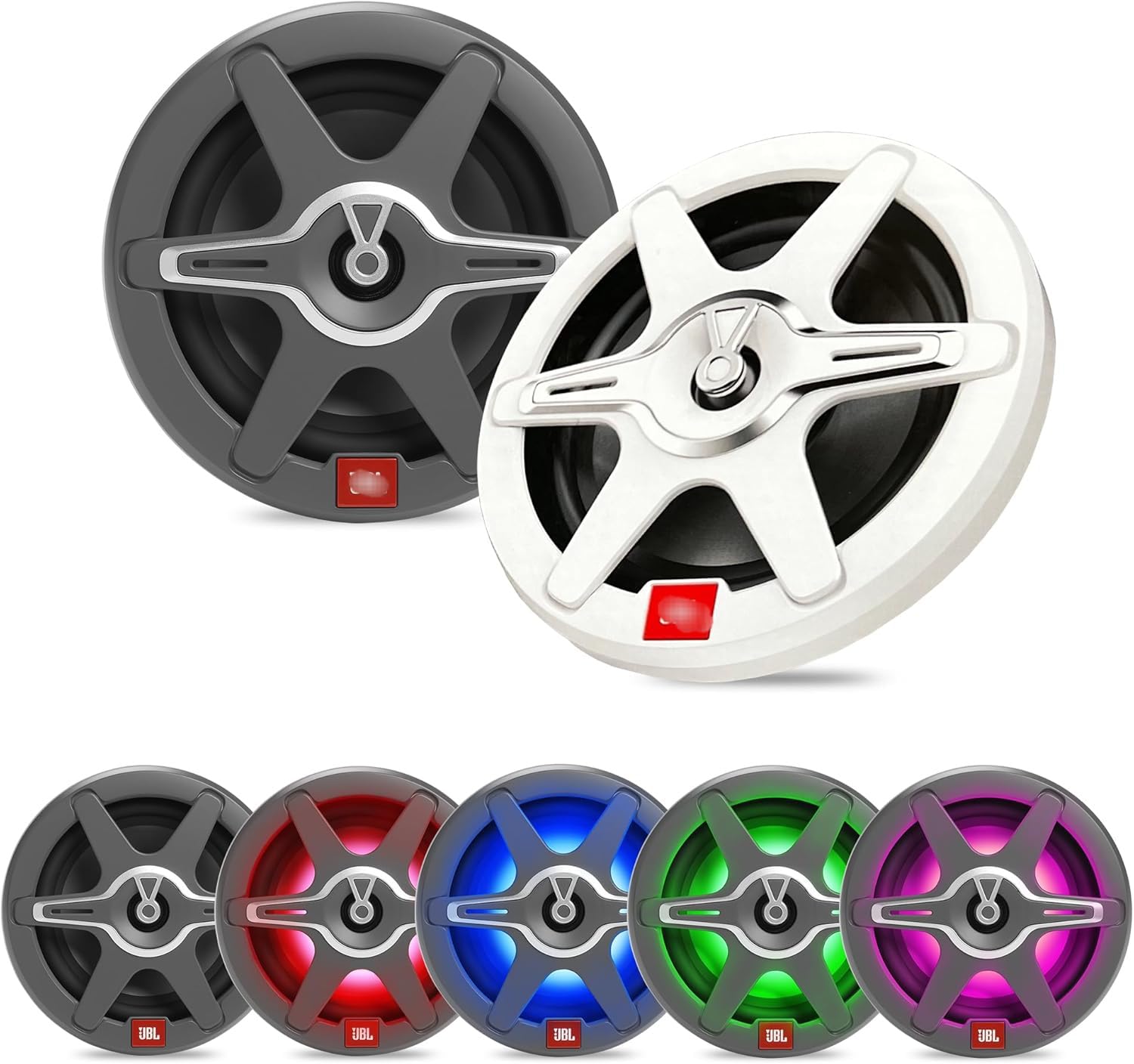 Club Marine Speaker 6 1/2 Inch 2-Way High Performance Outdoor Speaker Waterproof, 225 W Boat Boxes by H-arman K-ardon, IPx5 Outdoor Speaker, Weatherproof, 7 Colours LED Lighting, 2 Grill Colours