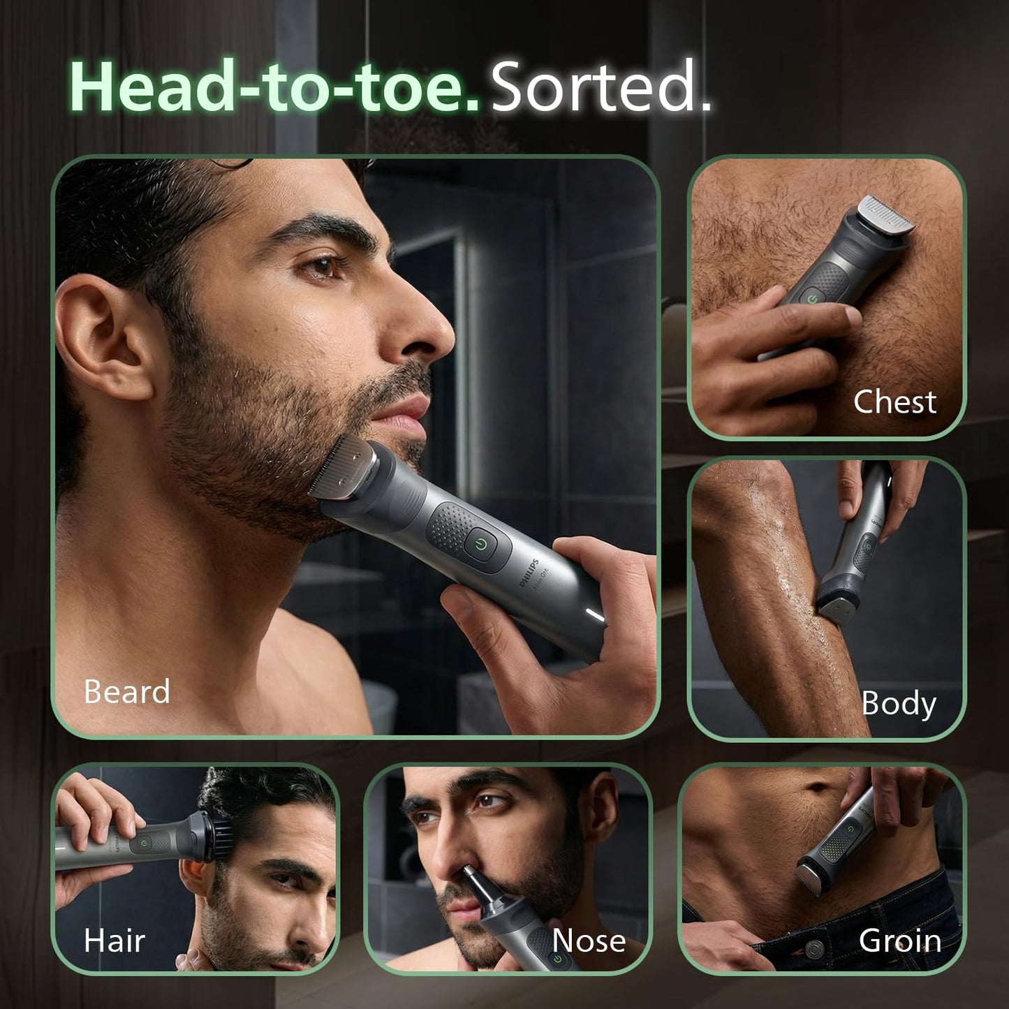 Philips All-in-One Trimmer for Men 13-in-1 Face, Body & Private Parts I Professional Finish I Twin Trim all Metal Steel Blades I Precision Trimming Comb | 120 min runtime I 5 min Quick Charge |