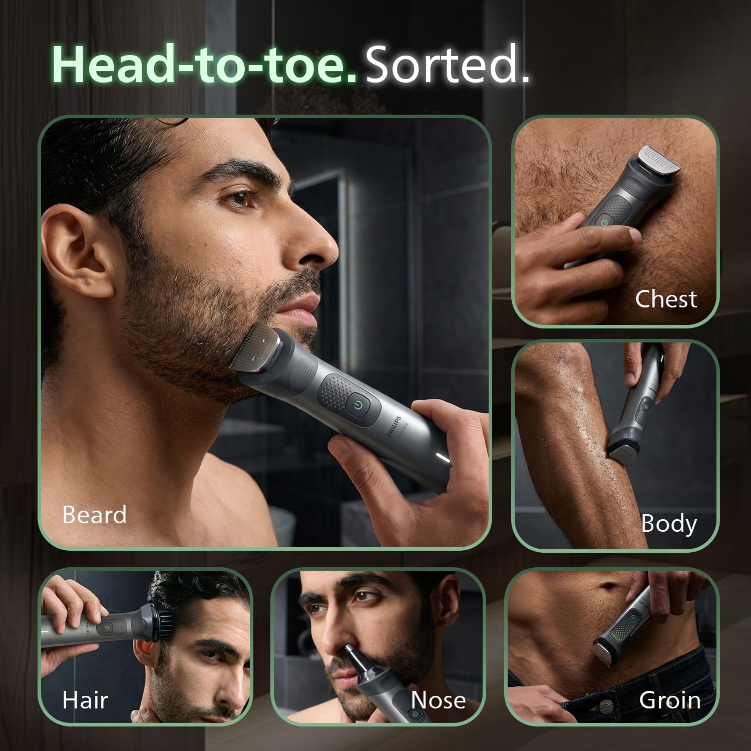 Philips All-in-One Trimmer for Men 13-in-1 Face, Body & Private Parts I Professional Finish I Twin Trim all Metal Steel Blades I Precision Trimming Comb | 120 min runtime I 5 min Quick Charge |