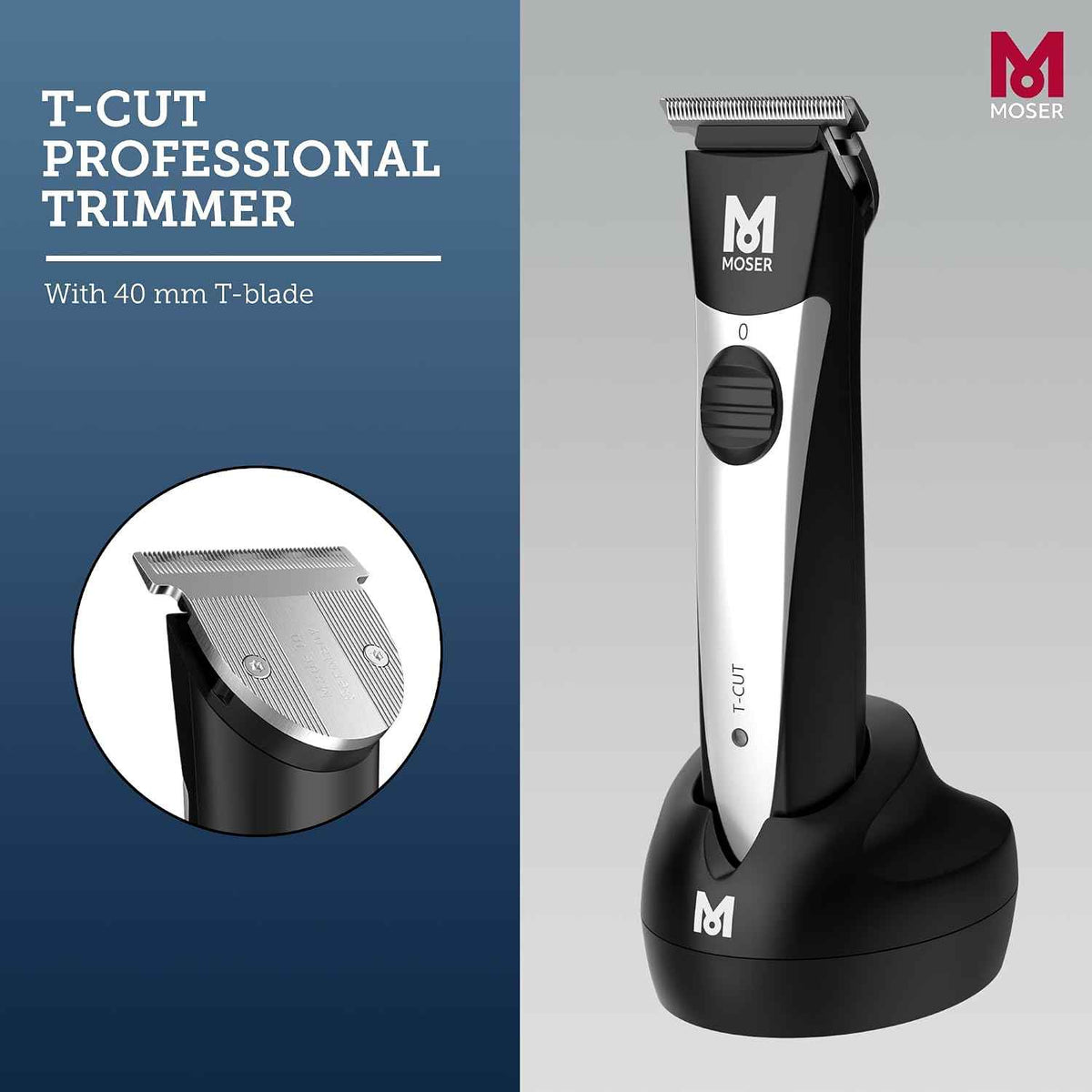 Moser T-Cut Professional Cordless Trimmer – 40mm T-Blade, Made in Germany, 60-Min Runtime | UAE