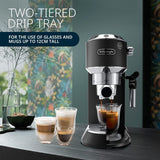 De'Longhi Dedica Pump Espresso Manual Coffee Machine with FREE Electric Coffee Grinder | Cappuccino, Latte, Milk Frother | Stainless Steel Grinding Blade With 12 Settings | EC685.BK+KG79 (Black)