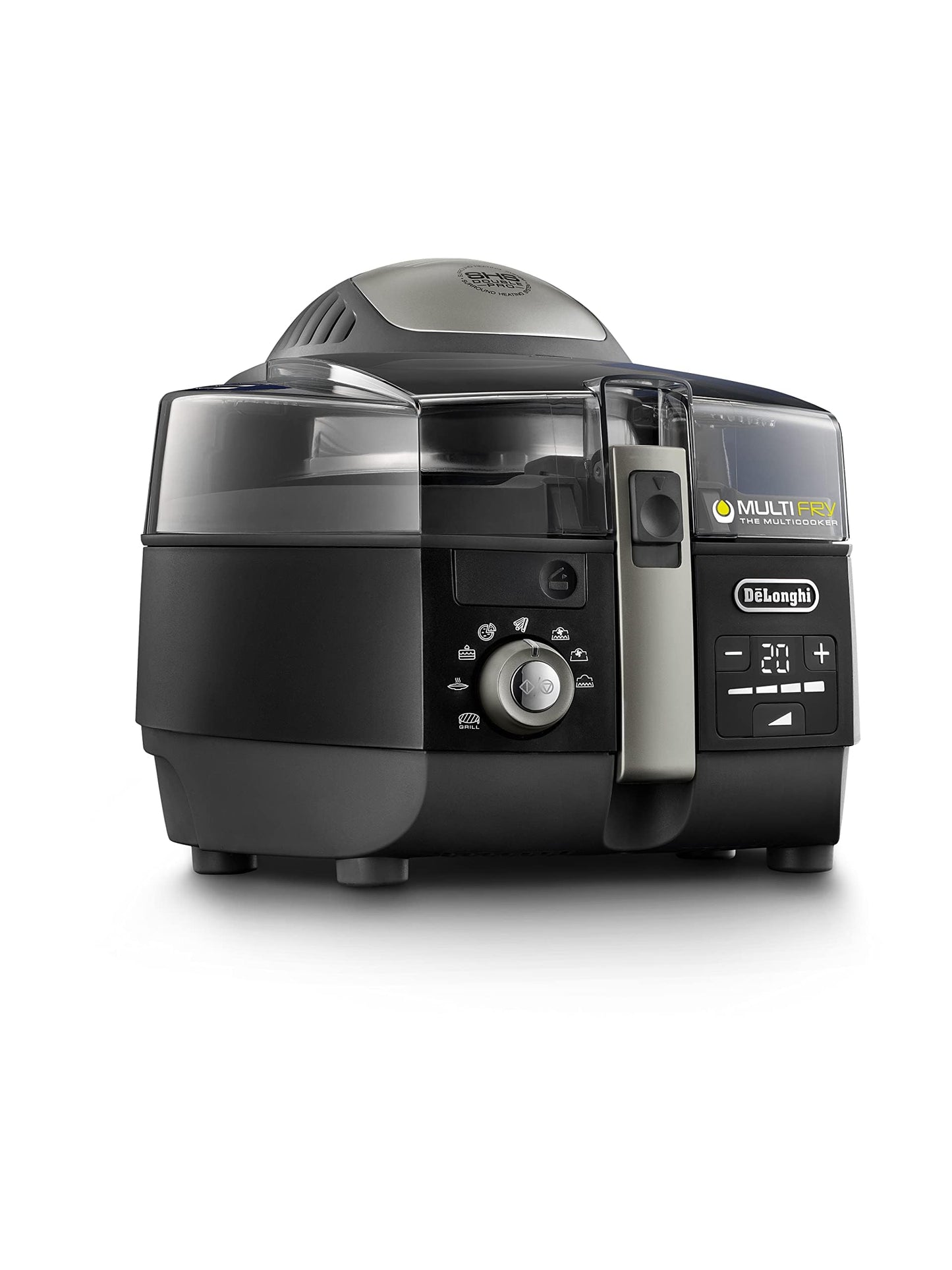 De'Longhi De'Longhi- Air Fryer, Multi Fry, Viewing Window, Adjustable Thermostat, Removable Timer, Multi Cooker Grilling, Broiling, Roast, Bake, Black & Grey, 2200 Watts, 1.5 Kg, FH1396/1.BK