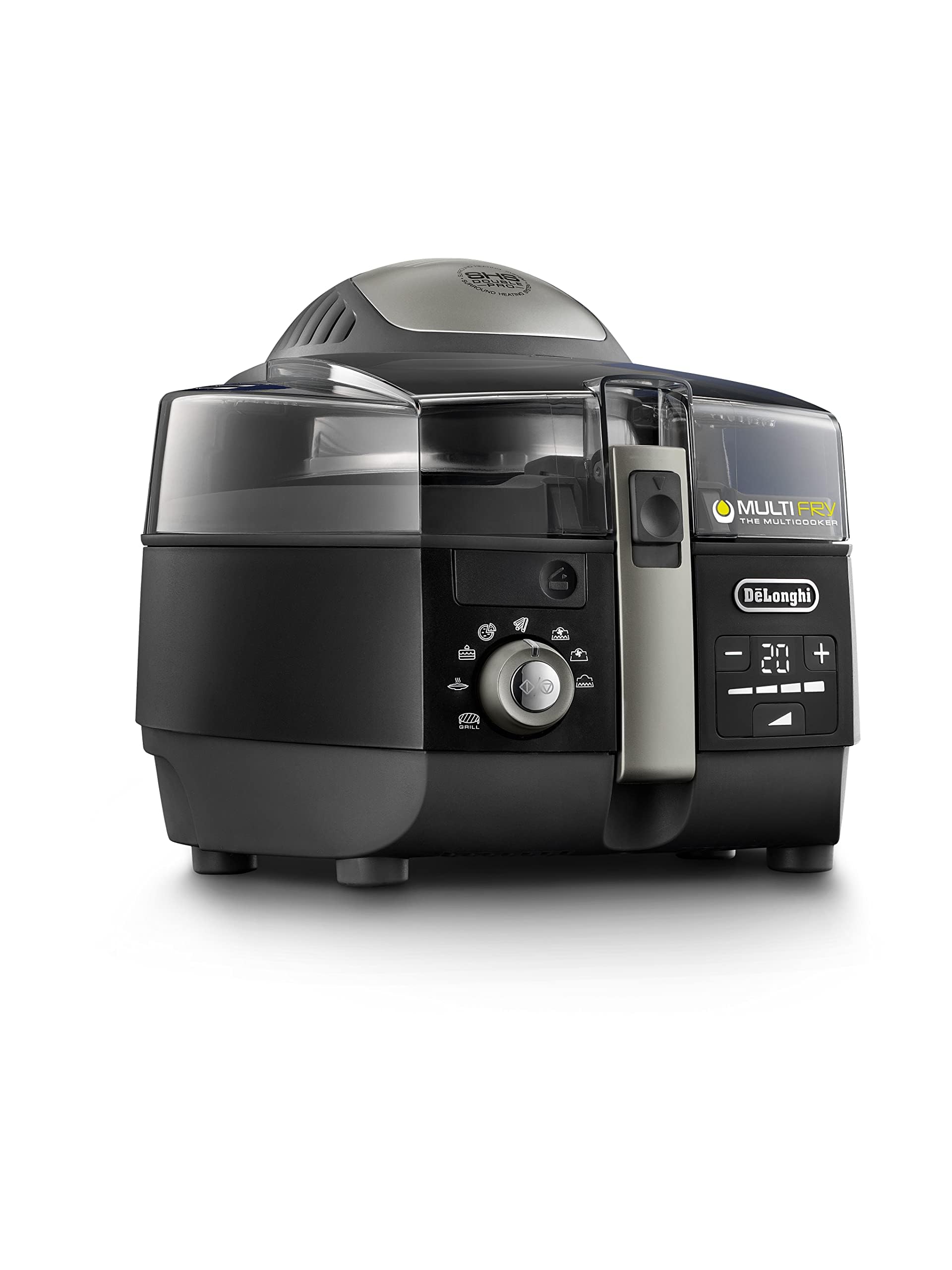 De'Longhi De'Longhi- Air Fryer, Multi Fry, Viewing Window, Adjustable Thermostat, Removable Timer, Multi Cooker Grilling, Broiling, Roast, Bake, Black & Grey, 2200 Watts, 1.5 Kg, FH1396/1.BK