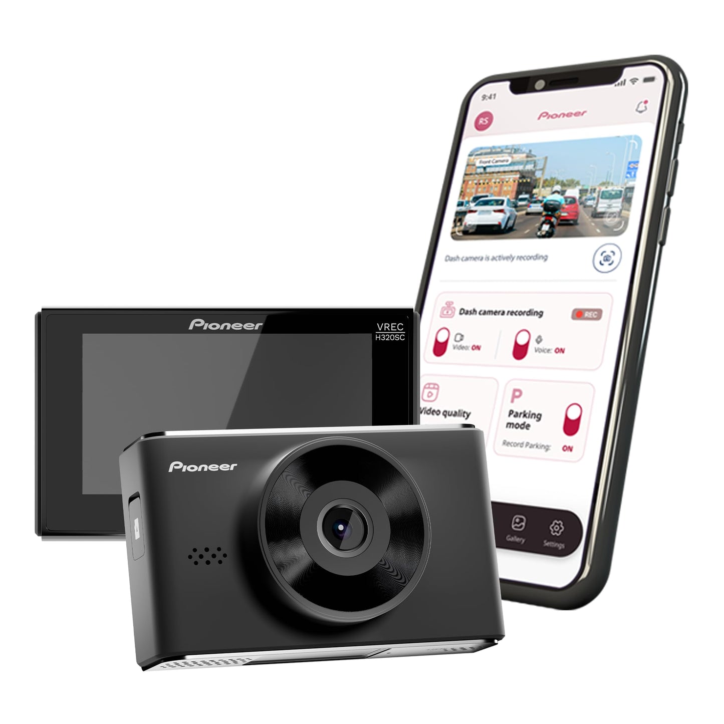 Pioneer Car Dash Camera VREC-H320SC | App Support | ADAS Warnings | 2MP 1080P | Wide Dynamic Range | 139 Field of View| GPS Logger | G-sensor| Emergency Recording |microSD Card support Upto 512GB