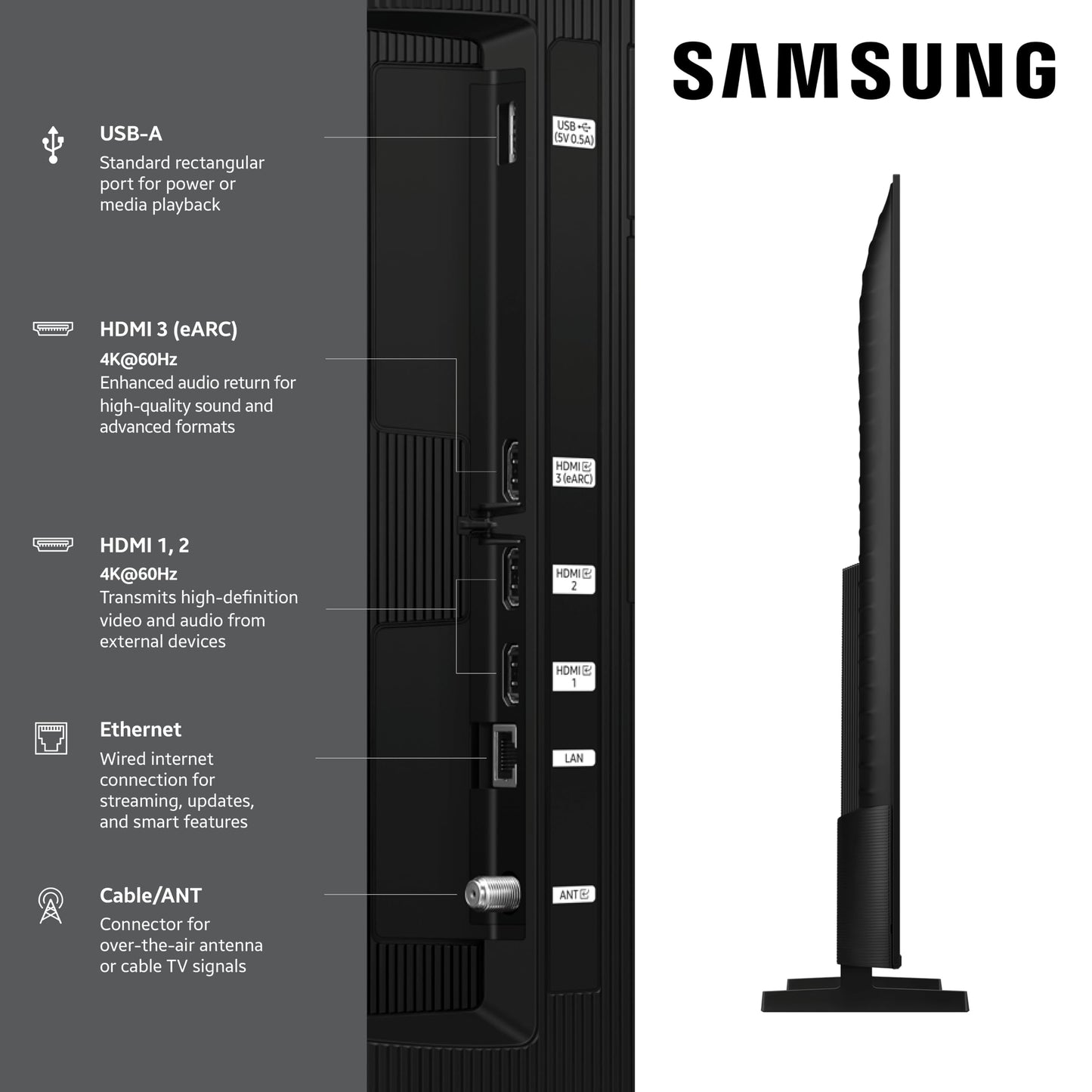 SAMSUNG 55 Inch Q7F QLED 4K Smart TV, Black