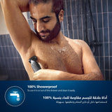 ماكينة تشذيب شعر الجسم BG7025/13 من Philips | أداة تشذيب الجسم والفخذين المقاومة للماء | أداة لحلاقة شعر الجسم، مشط قابل للتعديل بـ 5 إعدادات للطول | 80 دقيقة من الاستخدام اللاسلكي، حماية للبشرة