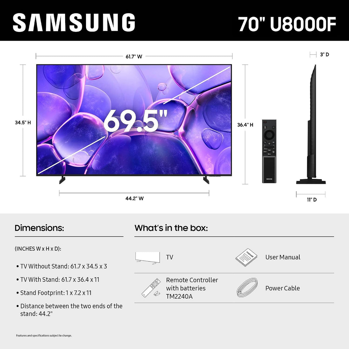 Samsung 50-Inch Class Crystal UHD U8000F 4K Smart TV (2025 Model) Endless Free Content, Crystal Processor 4K, MetalStream Design, Knox Security, Alexa Built-in - City Park