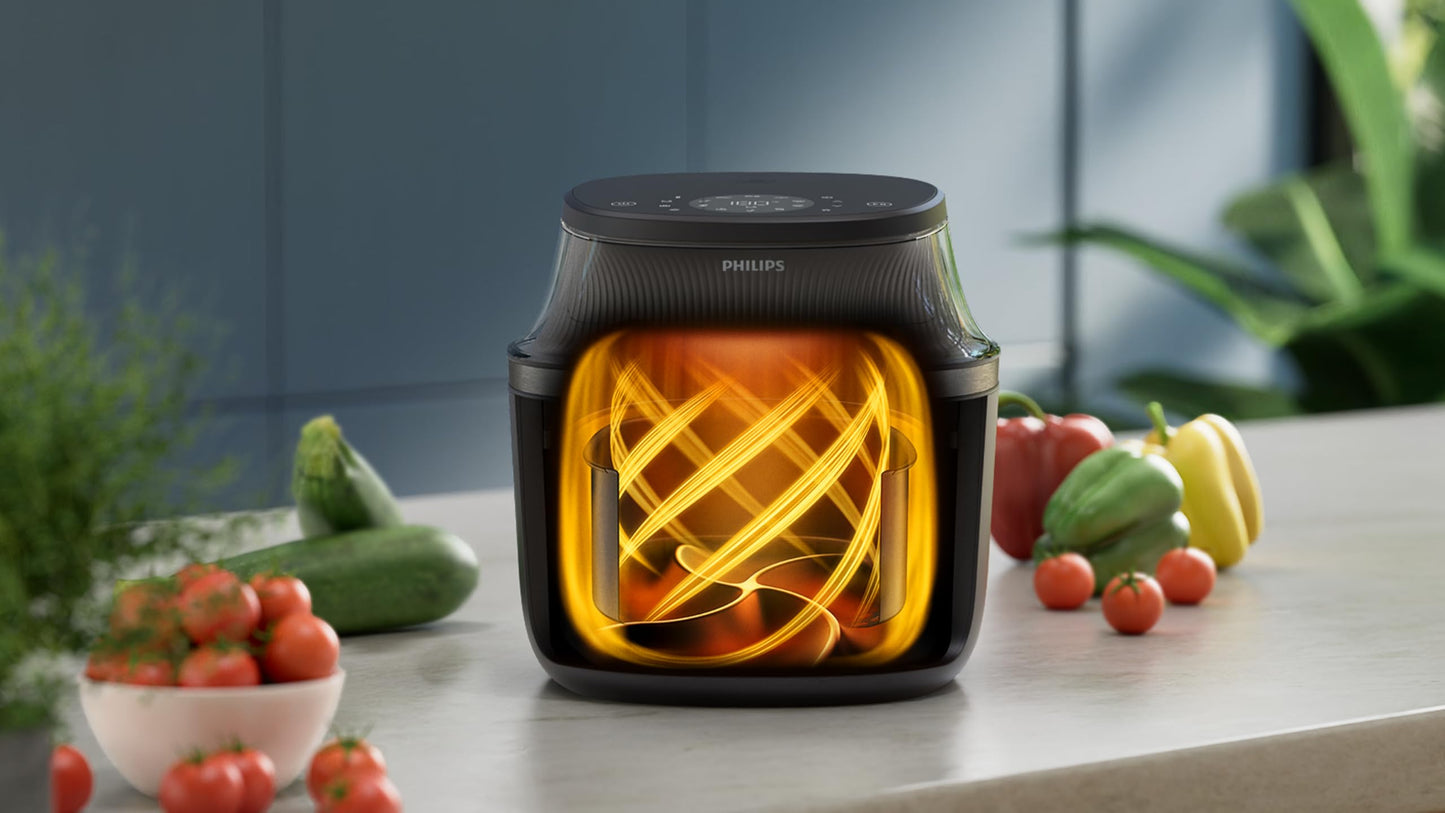 Philips Airfryer L - 4.2L, 1400W, See-through Cooking Window, 16 Cooking Functions, Touchscreen, RapidAir Plus Technology, Black - NA322/09