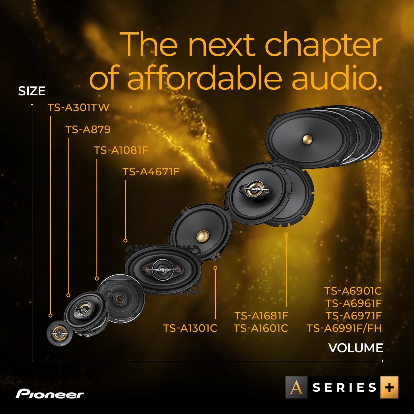Pioneer TS-A Black & Gold Series Speakers