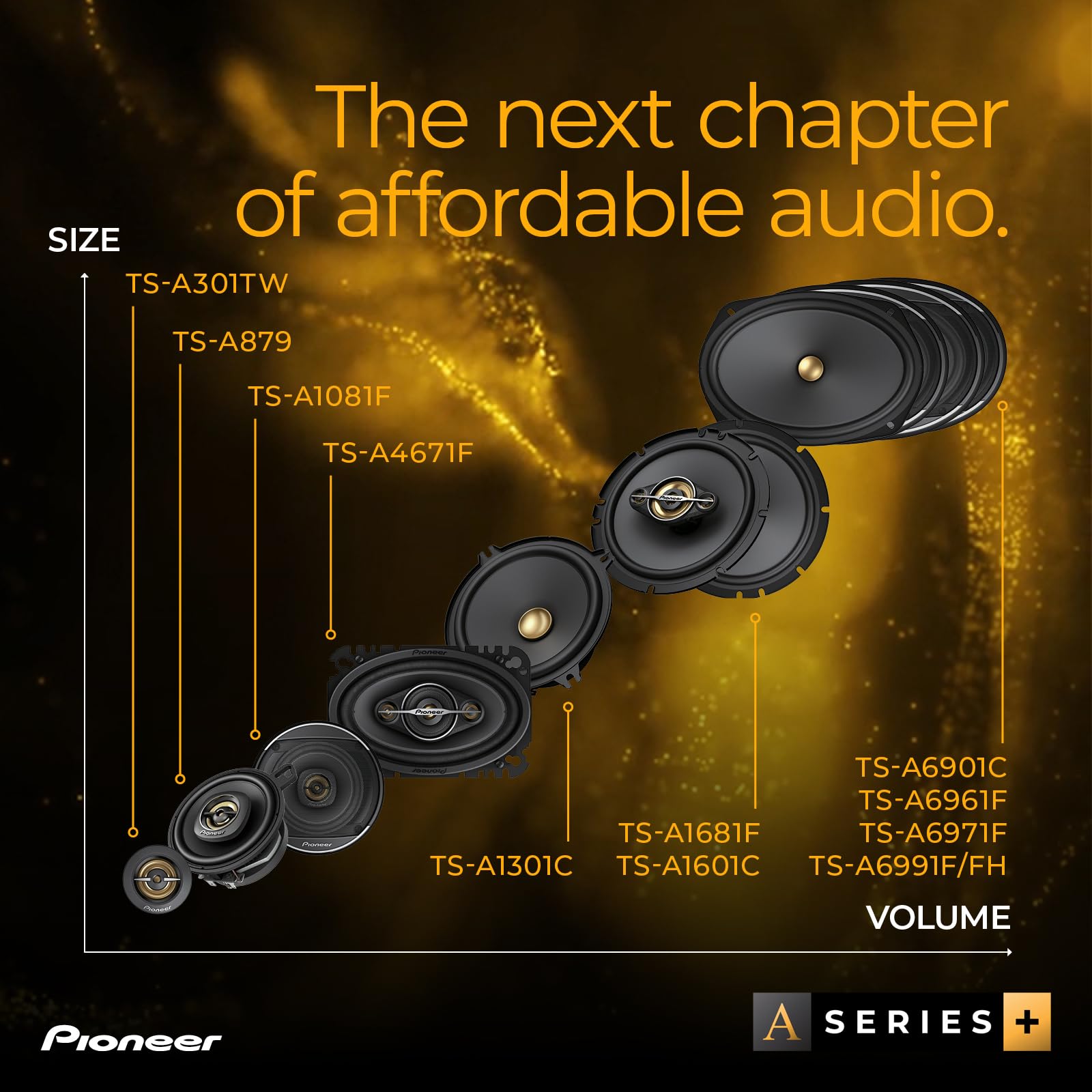 Pioneer TS-A Black & Gold Series Speakers