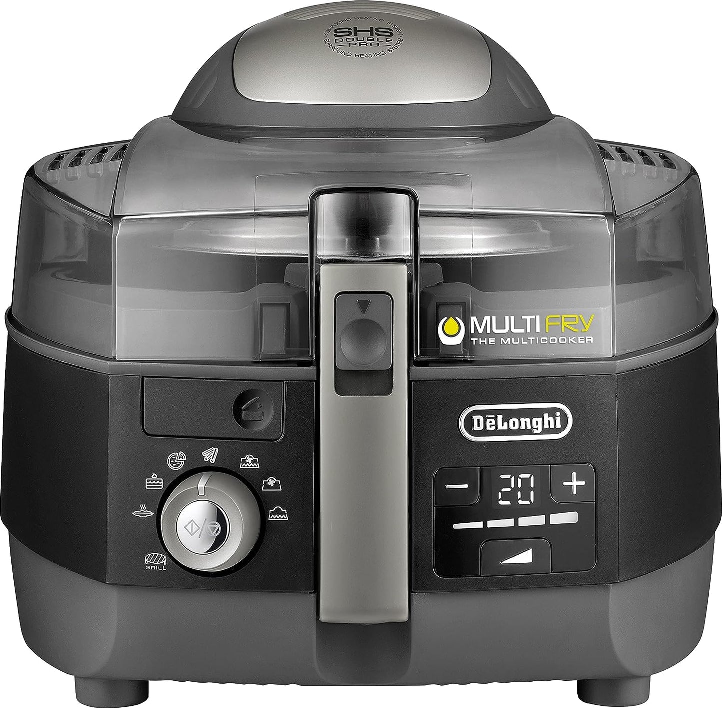 De'Longhi De'Longhi- Air Fryer, Multi Fry, Viewing Window, Adjustable Thermostat, Removable Timer, Multi Cooker Grilling, Broiling, Roast, Bake, Black & Grey, 2200 Watts, 1.5 Kg, FH1396/1.BK