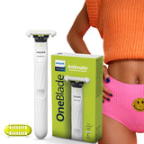 Philips OneBlade Intimate 2-in-1 Trimmer for Women | Painless Hair Removal with Patented Skin-Safe Tech | Bikini, Underarm & Body Trimmer | Sensitive Skin Tested | No post shave irritation | QP1924/20
