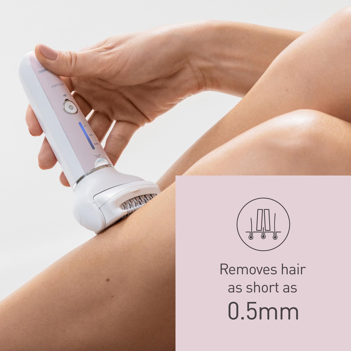 Panasonic ES-EY80 Wet and Dry Epilator for women, Double Disc with 60 Tweezers, Flexible 90° Pivoting Head, 3 Speed Setting & LED Light, Up to 30 Minutes Operation Time, 5 attachments