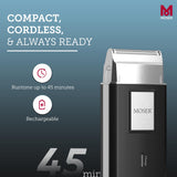 Moser Mobile Shaver, Cordless Precision Shaver with Ultra-Close Cut Foil, Compact Design, Soft-touch Ergonomic Design, Space-Saving Travel Pouch Included (3615-0052)
