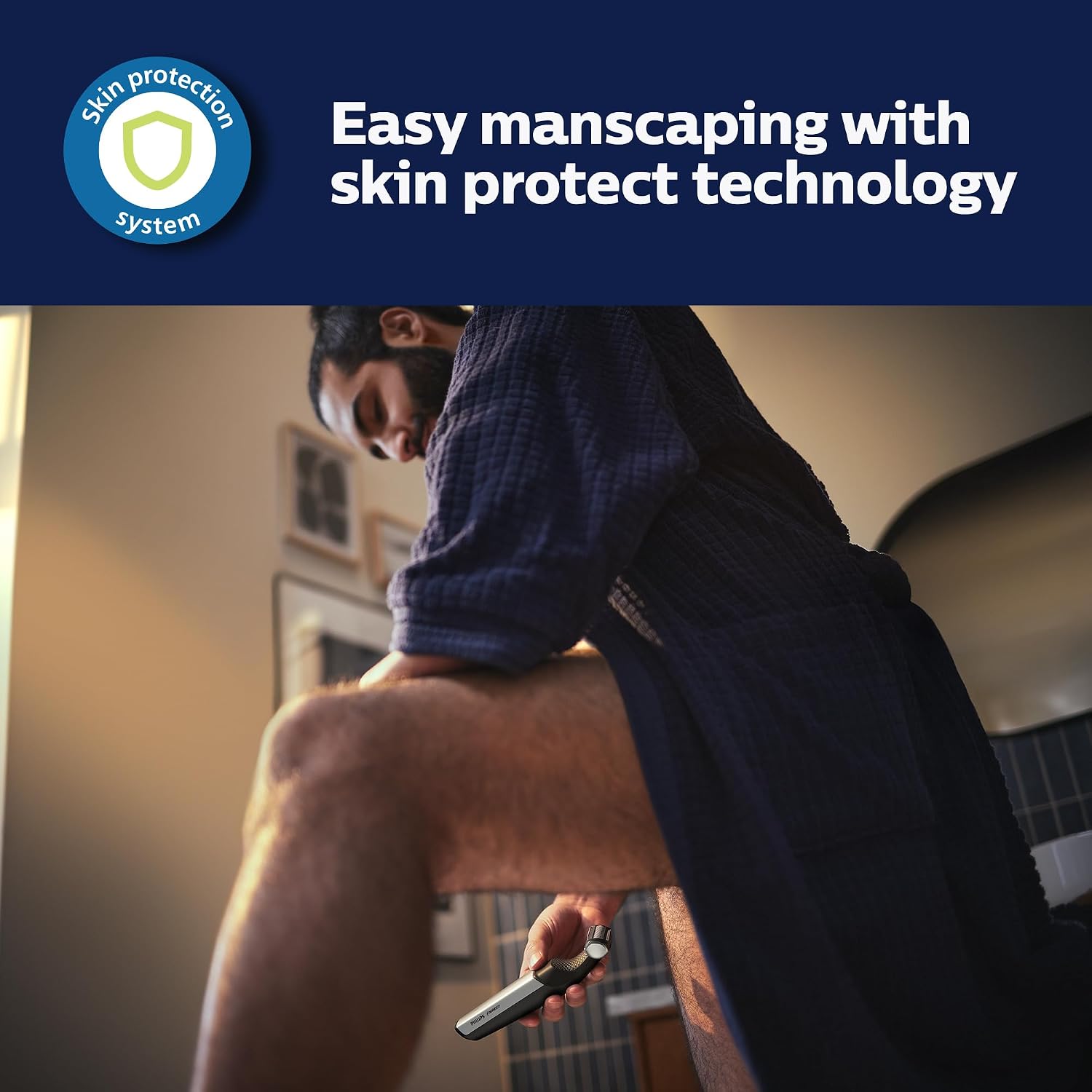 ماكينة تشذيب الجسم والعناية الشخصية فيليبس نوريلكو Bodygroom Series 5000 المقاومة للماء للجسم والعناية الشخصية للرجال مع ملحق الظهر، BG5025/40