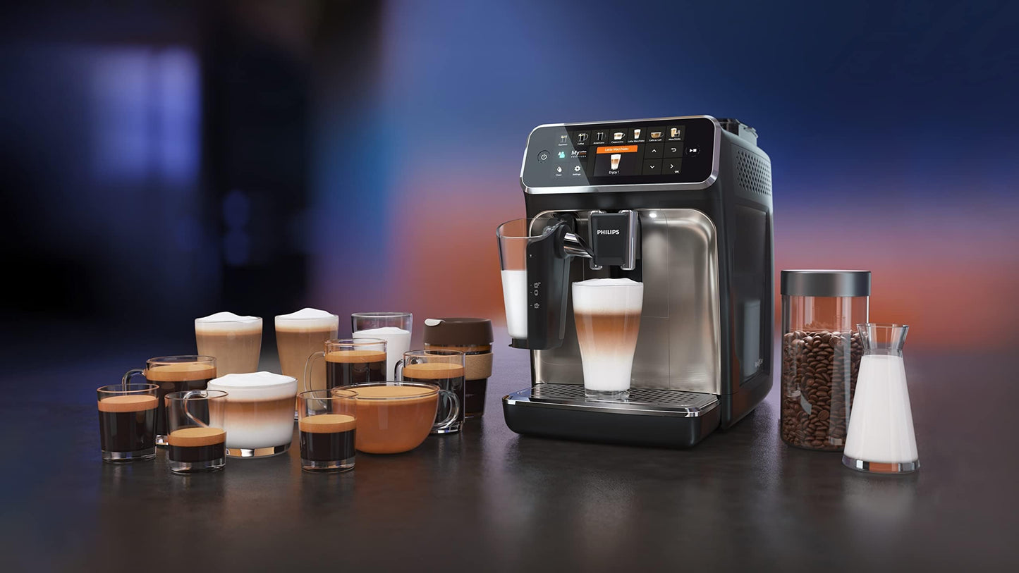 Philips Fully Automatic Espresso Machine Series 5400-12 Beverages, LatteGo Milk Solution, 4 User Profiles, TFT Display, Chrome - EP5447/23