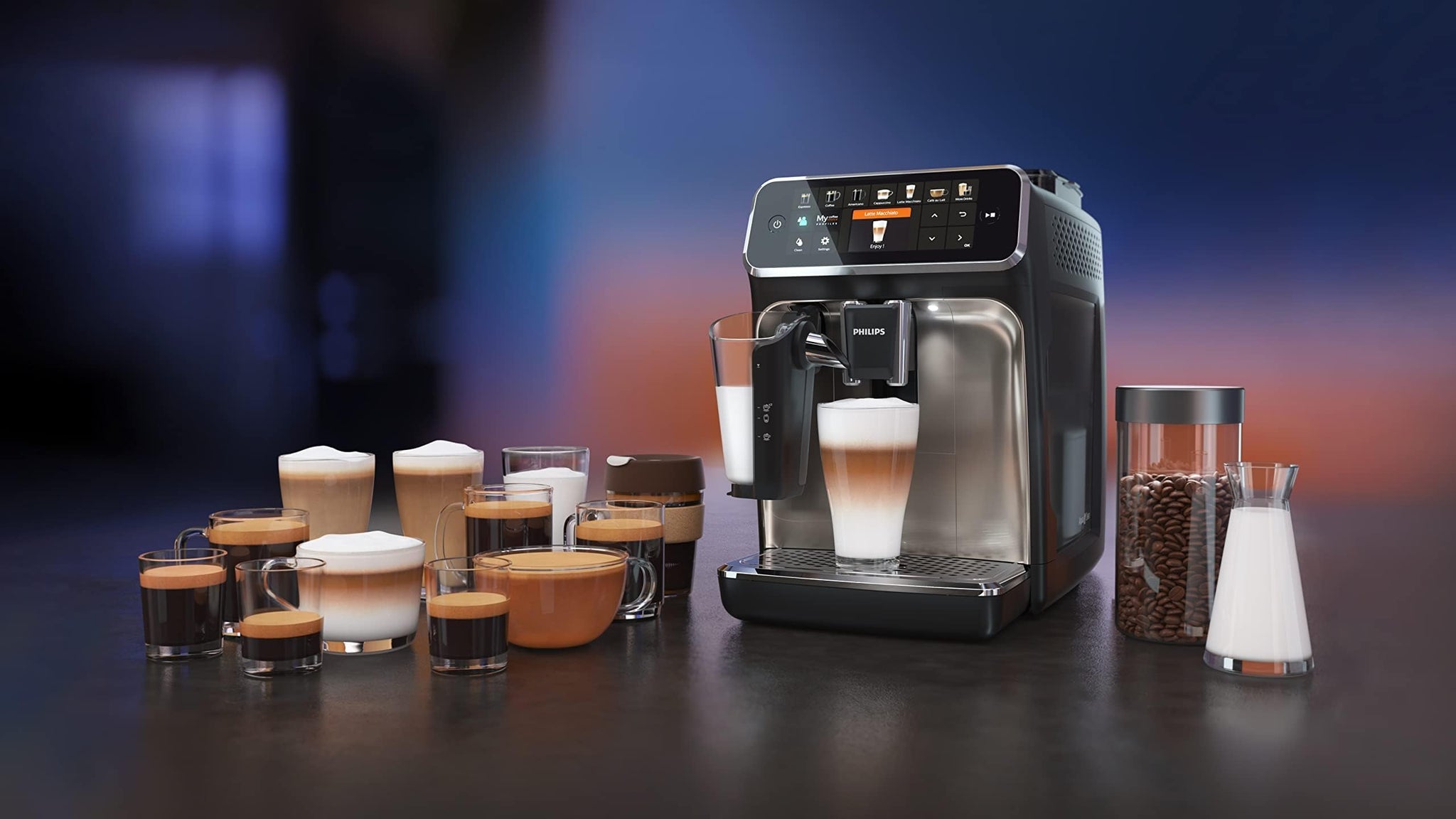 Philips Fully Automatic Espresso Machine Series 5400-12 Beverages, LatteGo Milk Solution, 4 User Profiles, TFT Display, Chrome - EP5447/23