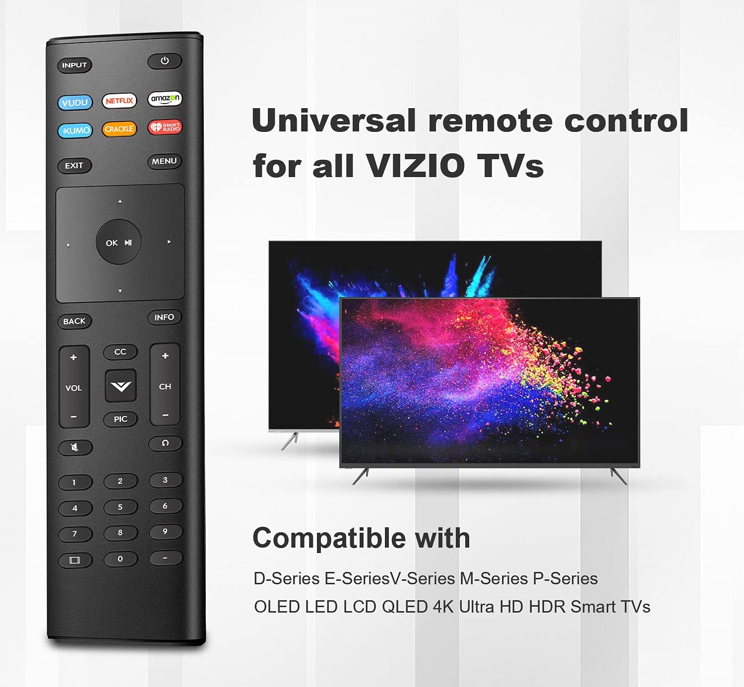 جهاز تحكم عن بعد عالمي لتلفزيون سامسونج الذكي، بديل جهاز التحكم عن بعد لتلفزيون عالي الدقة 4K UHD منحني QLED والمزيد من التلفزيونات، مع أزرار نتفليكس وبرايم فيديو