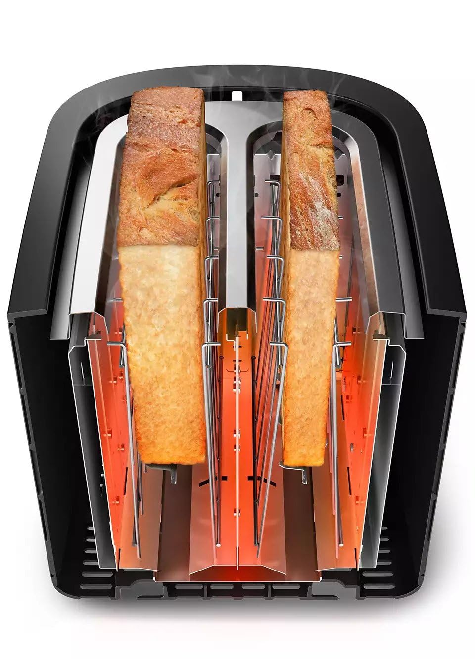 Philips 5000 Series Toaster - 950W, Auto Shut-off, Reheat Mode, Bun Warming Rack, Black & Copper - HD2650/31