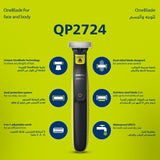 فيليبس OneBlade Pro ماكينة للوجه والجسم QP6542/10، للتشذيب والحلاقة مع مشط دقيق بـ 12 طولاً، مقاومة للماء، استخدام لاسلكي لمدة 90 دقيقة