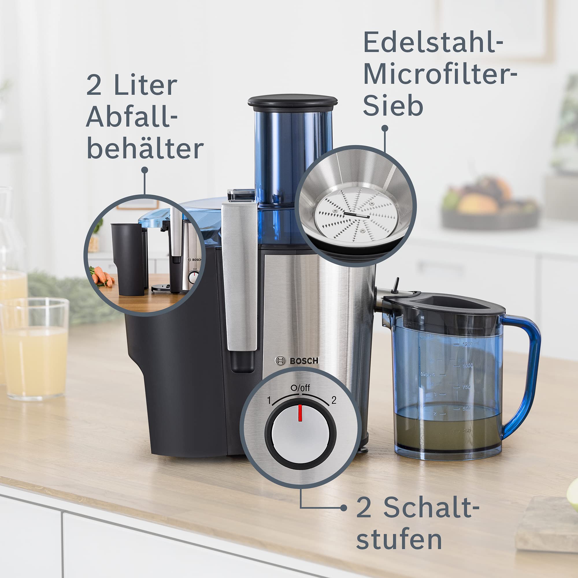 Bosch Stainless Steel Centrifugal Juice Extractor,Silver - MES3500