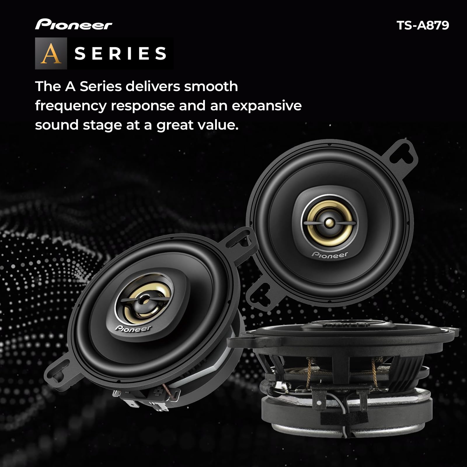 Pioneer TS-A879 A Series 3-1/2” 2-Way, 450 W Max Power, 25mm Tweeter – Coaxial Speaker (Pair) Black