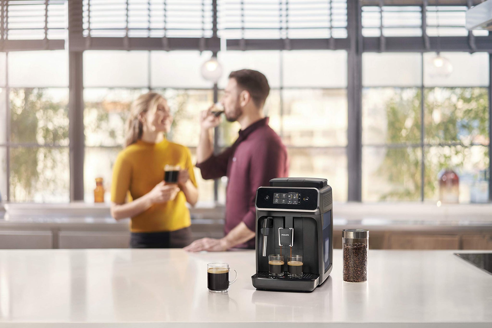 Philips Fully Automatic Coffee Machine Series 5500-20 Beverages, LatteGo, Extra Shot, Silent Brew, Intuitive Display, 4 User Profiles, 12 Settings