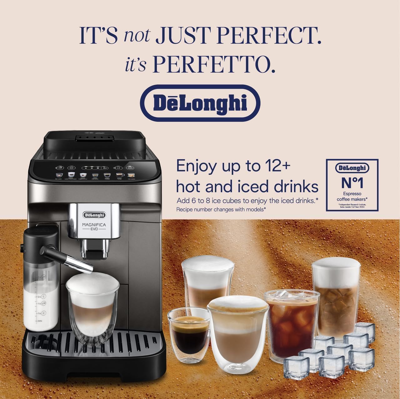 De'Longhi Magnifica EVO Bean to Cup Fully Automatic Coffee Machine, Traditional Milk Frother, Built In Grinder, ECAM290.81.TB, Titanium & Black,