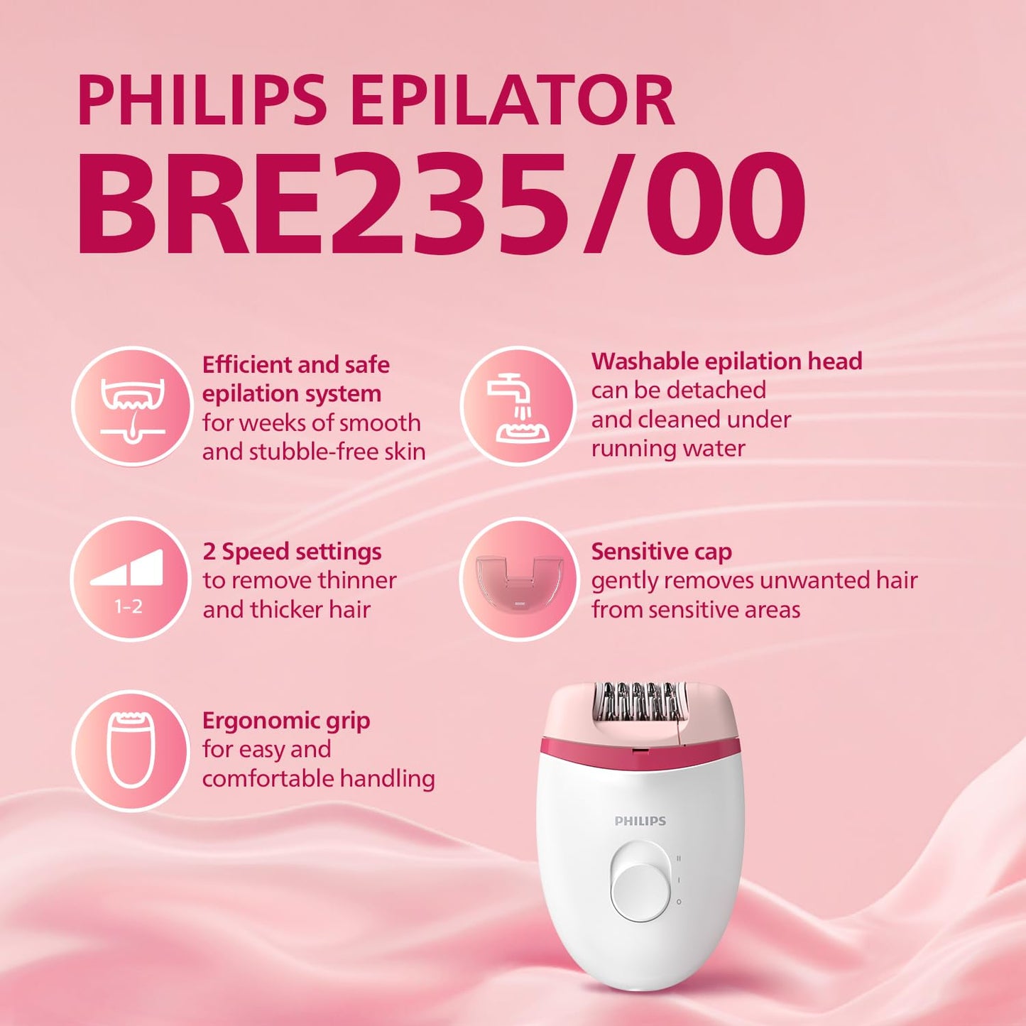 Philips BRE235/00 Satinelle Essential Corded Compact Epilator for Women