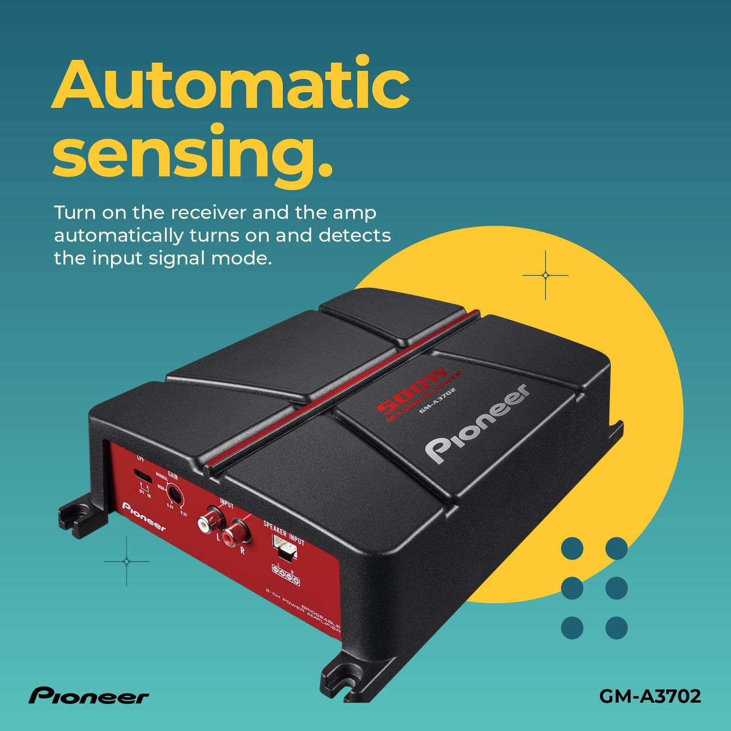 Pioneer GM-A3702 2-Channel Bridgeable Amplifier,Black/red