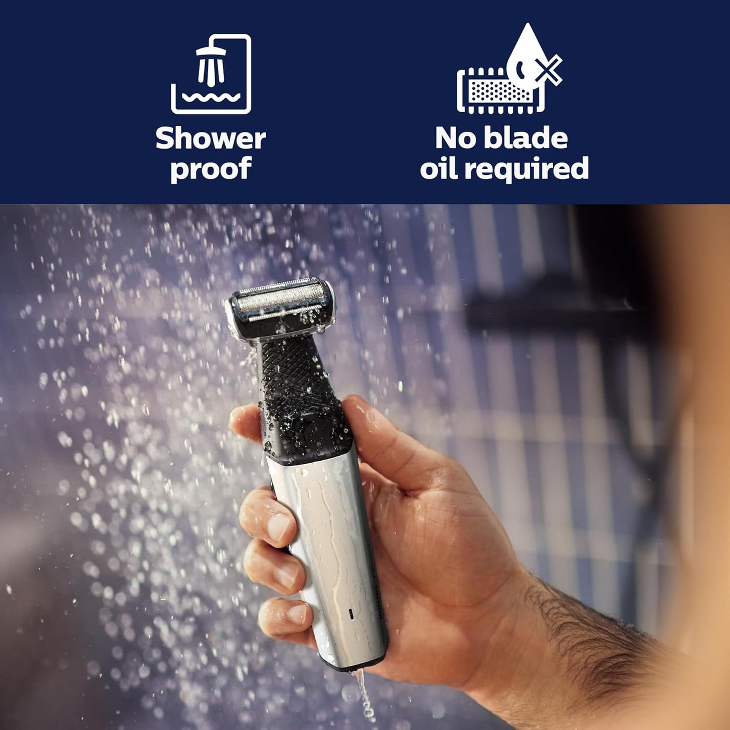 ماكينة تشذيب الجسم والعناية الشخصية فيليبس نوريلكو Bodygroom Series 5000 المقاومة للماء للجسم والعناية الشخصية للرجال مع ملحق الظهر، BG5025/40