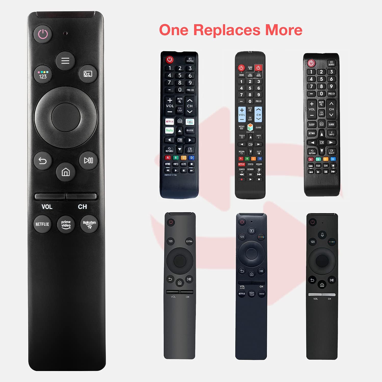 جهاز تحكم عن بعد عالمي لتلفزيون سامسونج الذكي، بديل جهاز التحكم عن بعد لتلفزيون عالي الدقة 4K UHD منحني QLED والمزيد من التلفزيونات، مع أزرار نتفليكس وبرايم فيديو