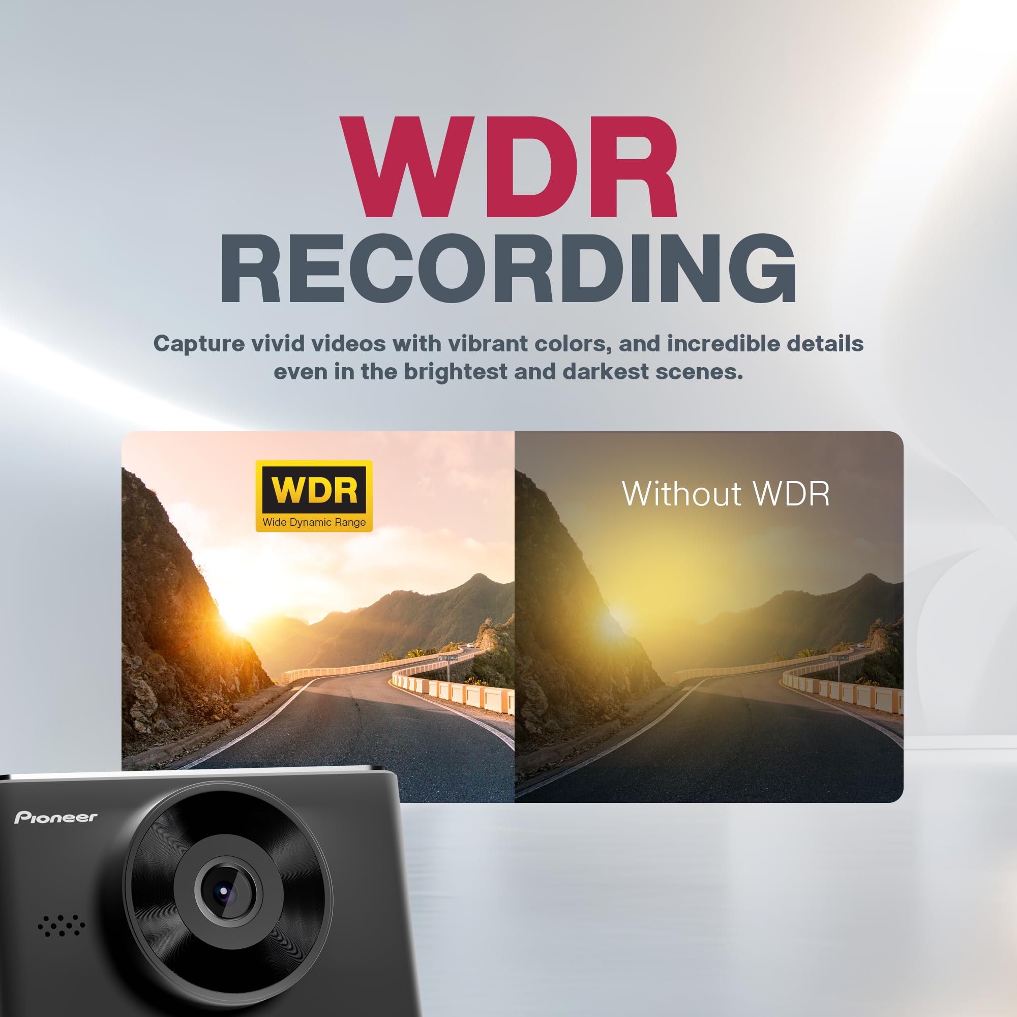 Pioneer Car Dash Camera VREC-H320SC | App Support | ADAS Warnings | 2MP 1080P | Wide Dynamic Range | 139 Field of View| GPS Logger | G-sensor| Emergency Recording |microSD Card support Upto 512GB