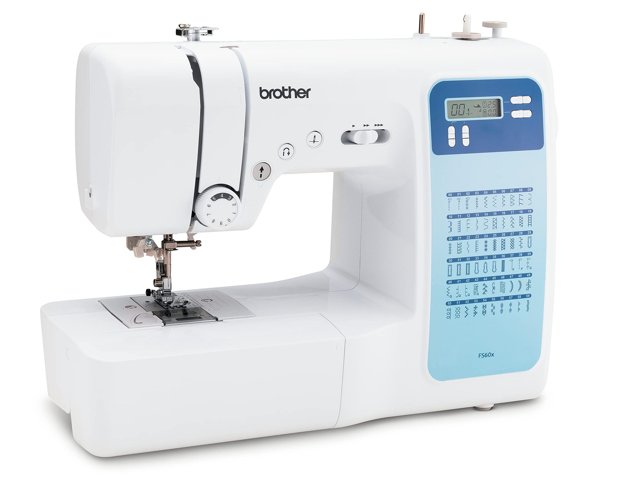 Brother FS60x Electronic Sewing Machine with 60 Stitches (Useful, Elastic, Decorative) Automatic Sewing Multifunction Display