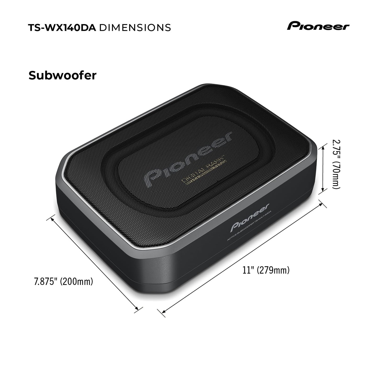 Pioneer TS-WX140DA Aktiv-Minisubwoofer 6x9, integrierter leistungsstarker Class D-Verstärker mit 170 W Maximalleistung, Eingangsnennleistung 50 W, schwarz