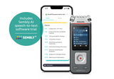 Philips VoiceTracer DVT6115 Voice Recorder, 8GB, MP3, 3 HiFi microphones, music recording. Sembly AI speech recognition. Automatic meeting minutes and to-do-list creation