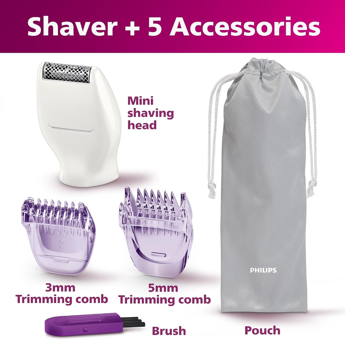 Philips Beauty Bikini Genie Cordless Trimmer for Bikini Line Hair Removal, with Shaving Head and Comb, BRT383/50