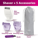 Philips Beauty Bikini Genie Cordless Trimmer for Bikini Line Hair Removal, with Shaving Head and Comb, BRT383/50
