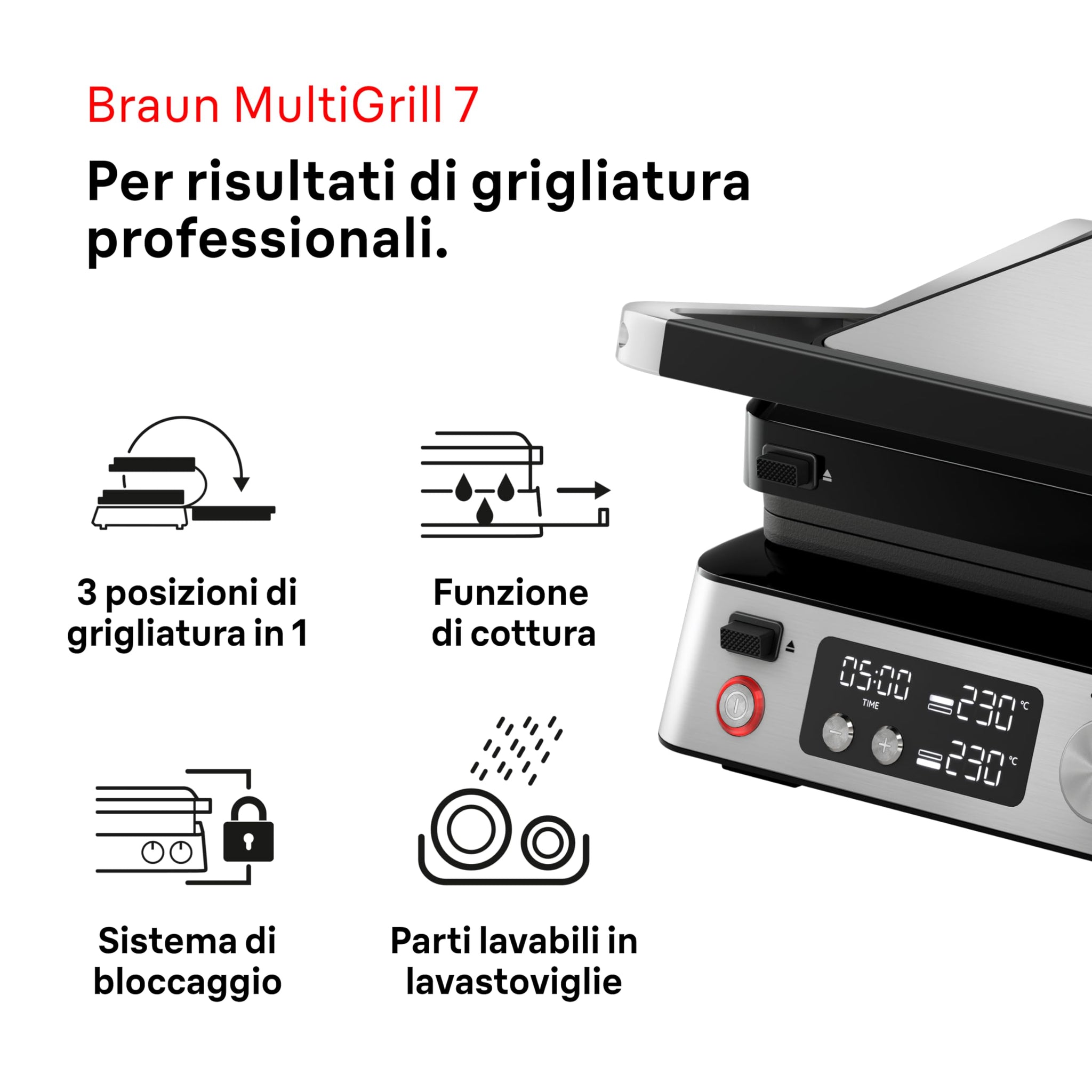 Braun MultiGrill 3-in-1 Contact Grill, BBQ & Oven,