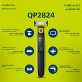 فيليبس OneBlade Pro ماكينة للوجه والجسم QP6542/10، للتشذيب والحلاقة مع مشط دقيق بـ 12 طولاً، مقاومة للماء، استخدام لاسلكي لمدة 90 دقيقة