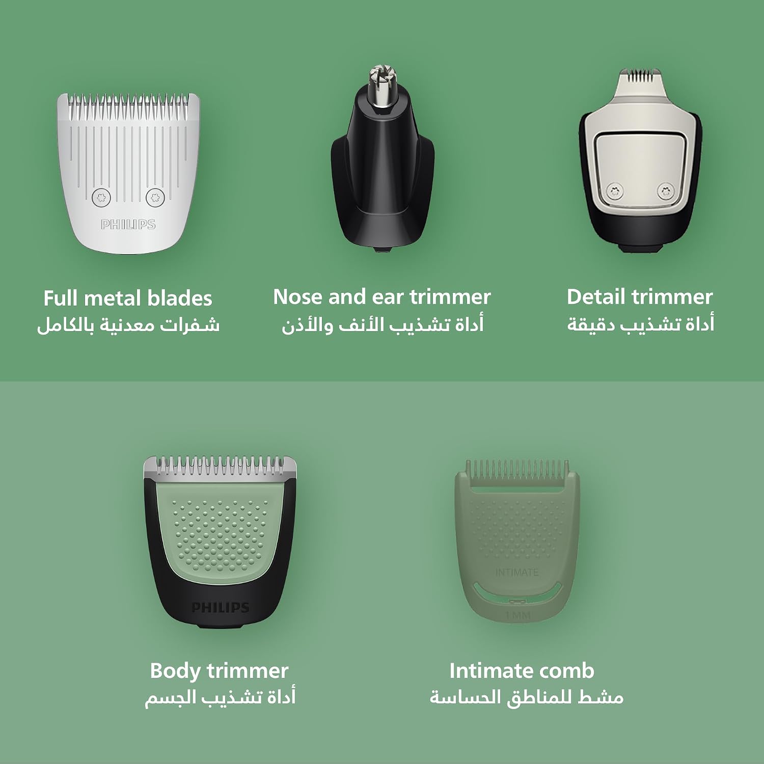 ماكينة التشذيب متعددة الاستخدامات MG7922/15 من Philips | مجموعة عناية 13 في 1 لتشذيب الوجه والشعر والجسم | مشط دقيق لتسريح مثالي | 120 دقيقة من الاستخدام اللاسلكي، مقاومة للماء